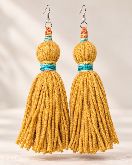 Golden Sunset Tassel Earrings