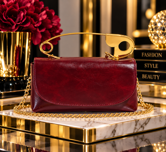 Golden Pin Clutch β Wine