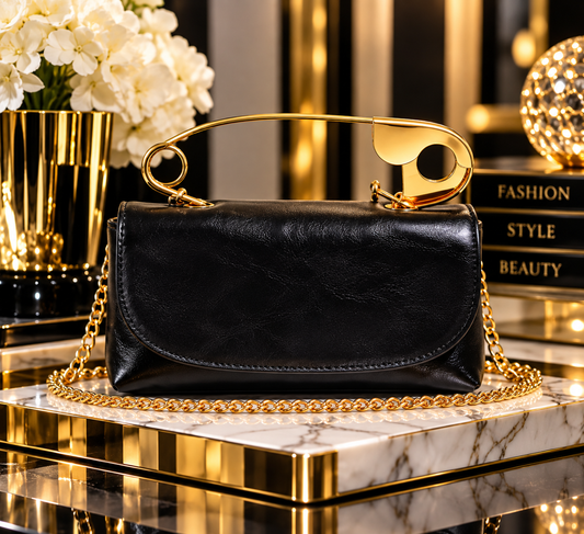 Golden Pin Clutch β Black