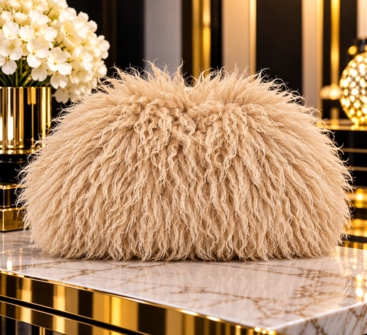Luxe Shaggy Clutch β Cream