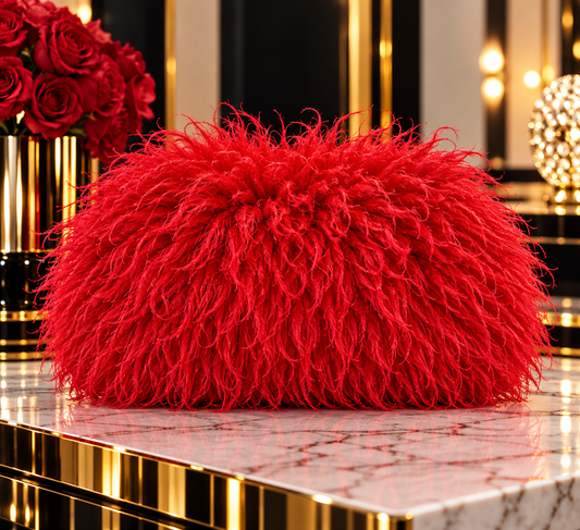 Luxe Shaggy Clutch β Red