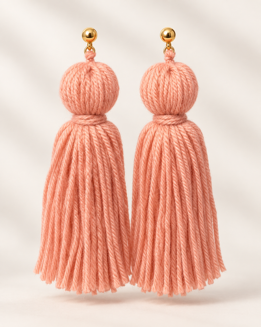 Peach Glow Tassel Earrings #Clip-Ons
