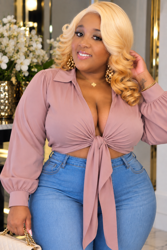 Mauve Kiss Tie-Up Blouse