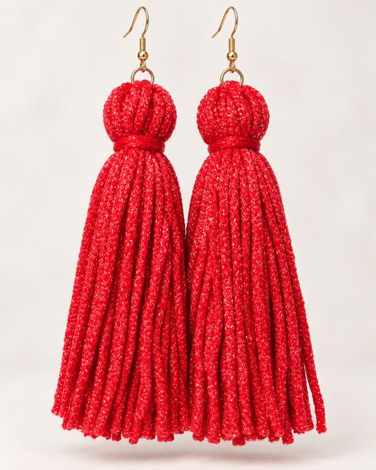 Ruby Spark Tassel Earrings