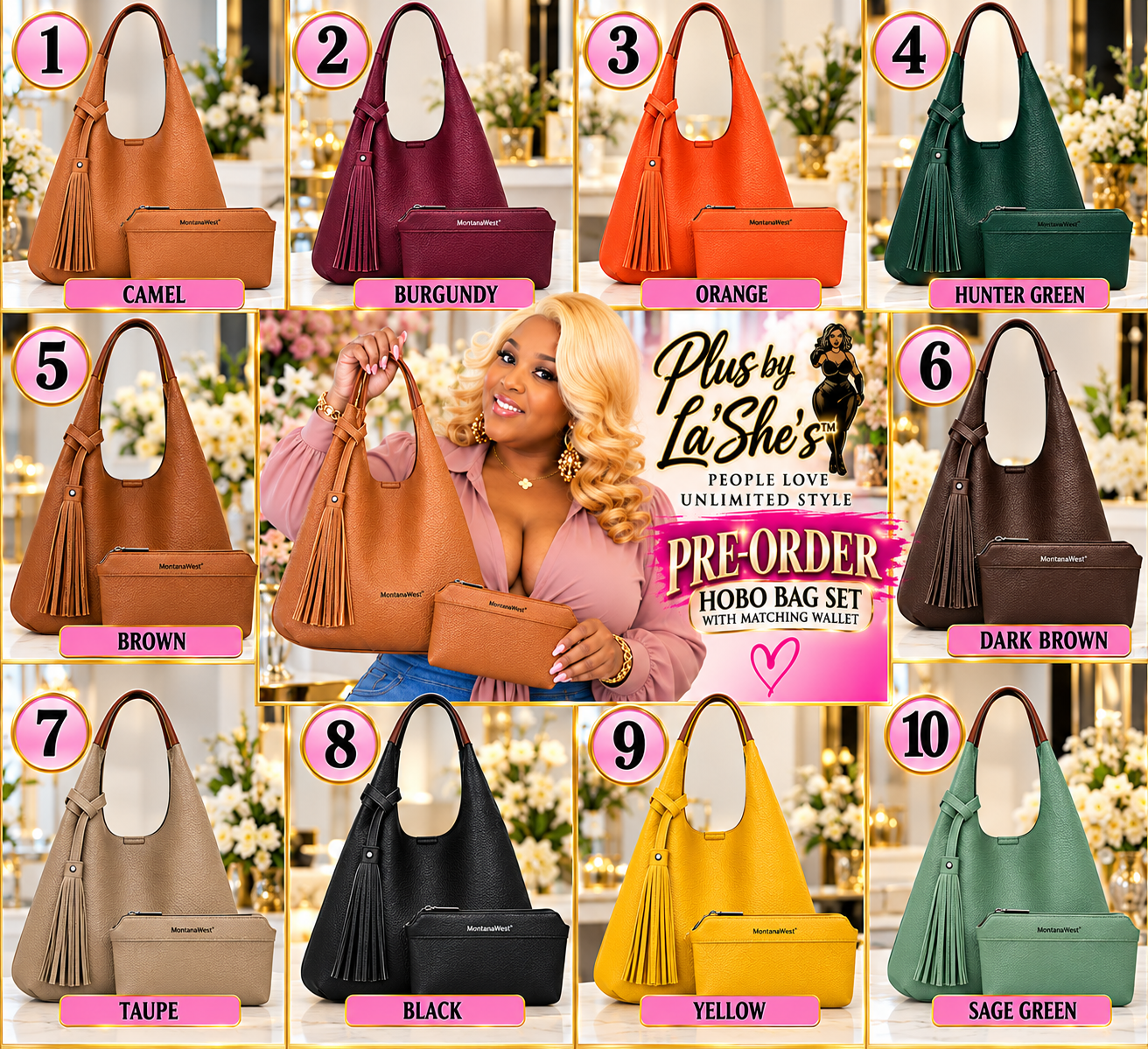 Luxe Tassel Hobo Bag & Wallet Set