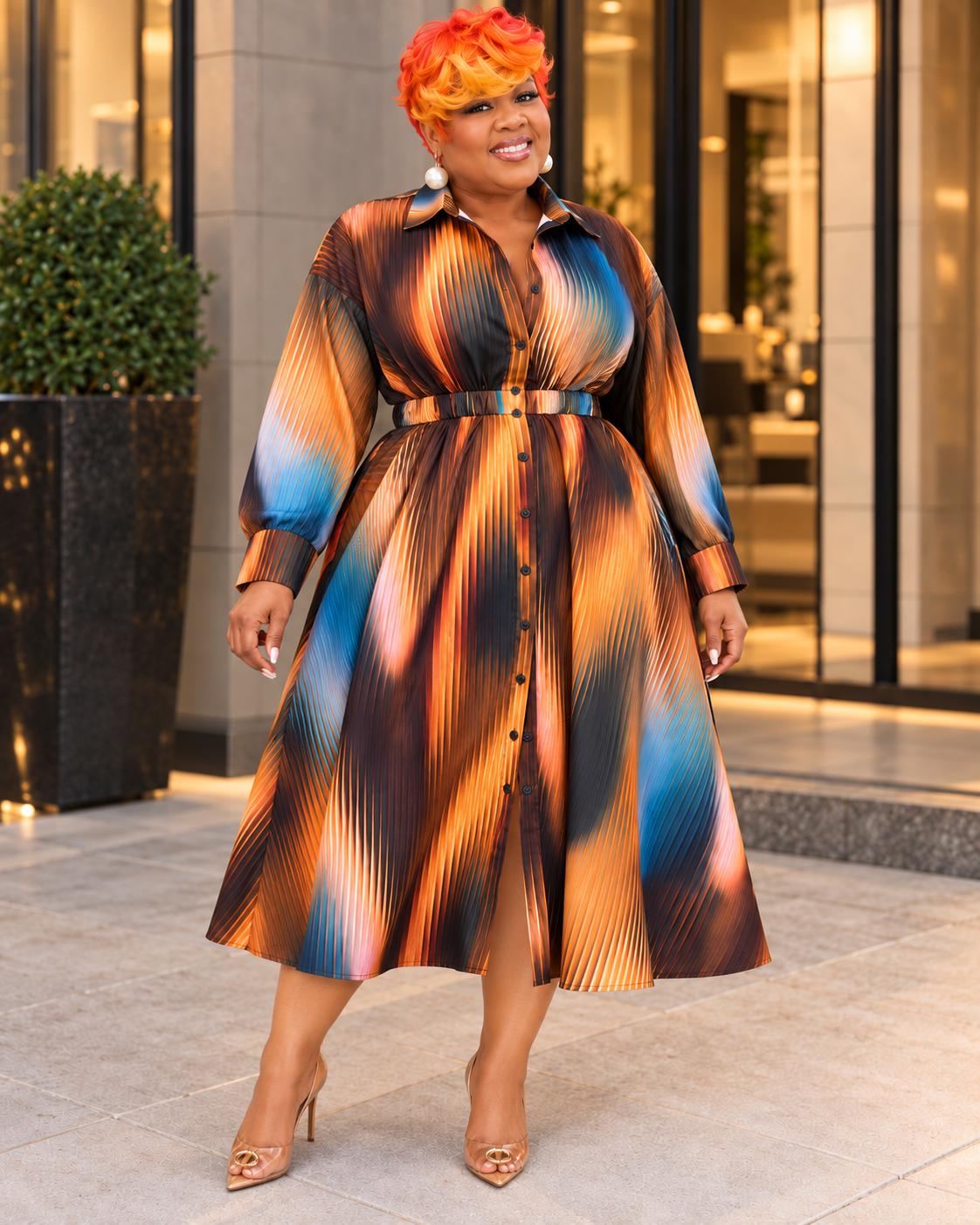Color Me Bold Button-Down Dress  Stained Glass