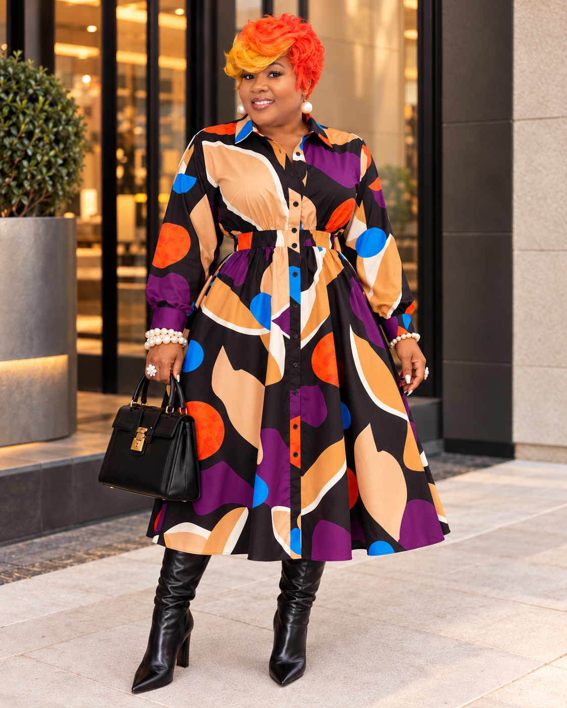 Color Me Bold Button-Down Dress  Stained Glass