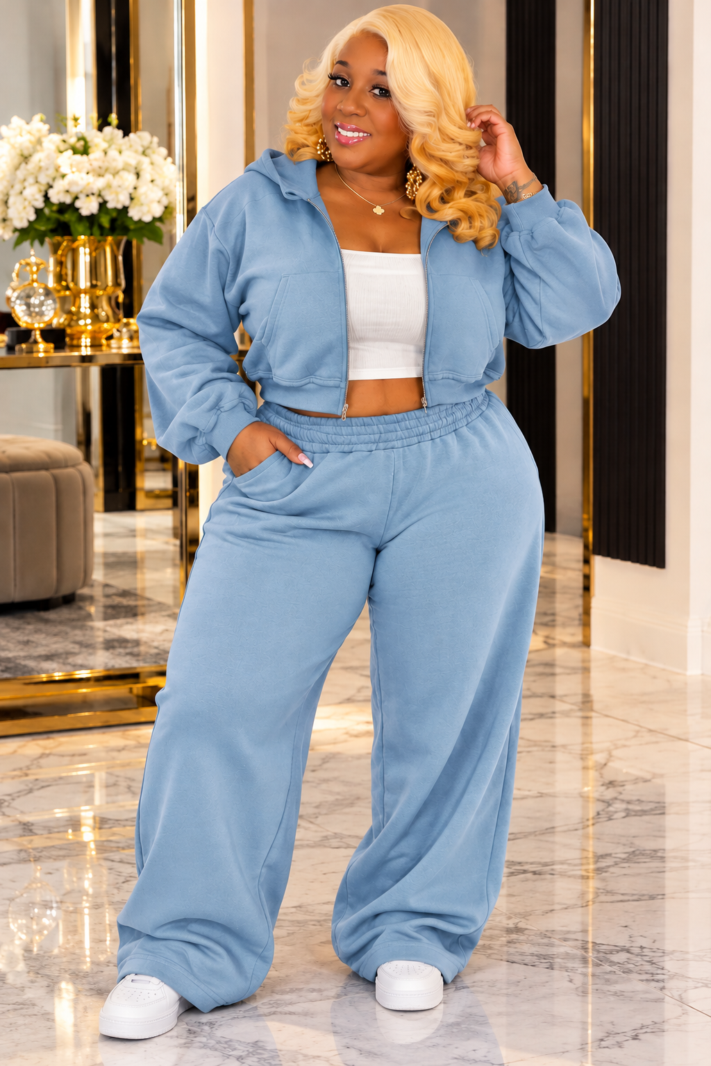 Powder Blue Cozy Chic Jogger Set
