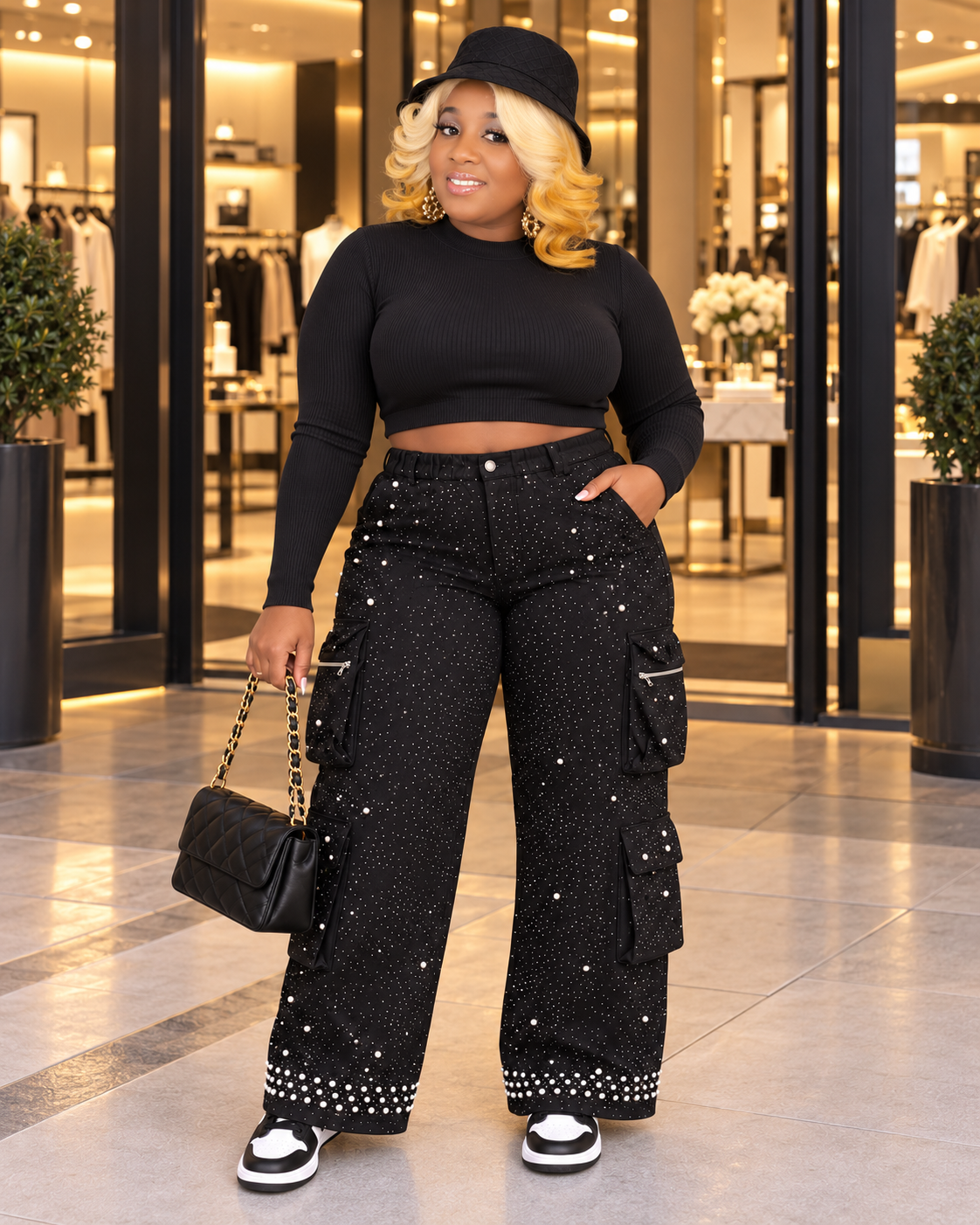 Bling & Curves Rhinestone Jeans Black